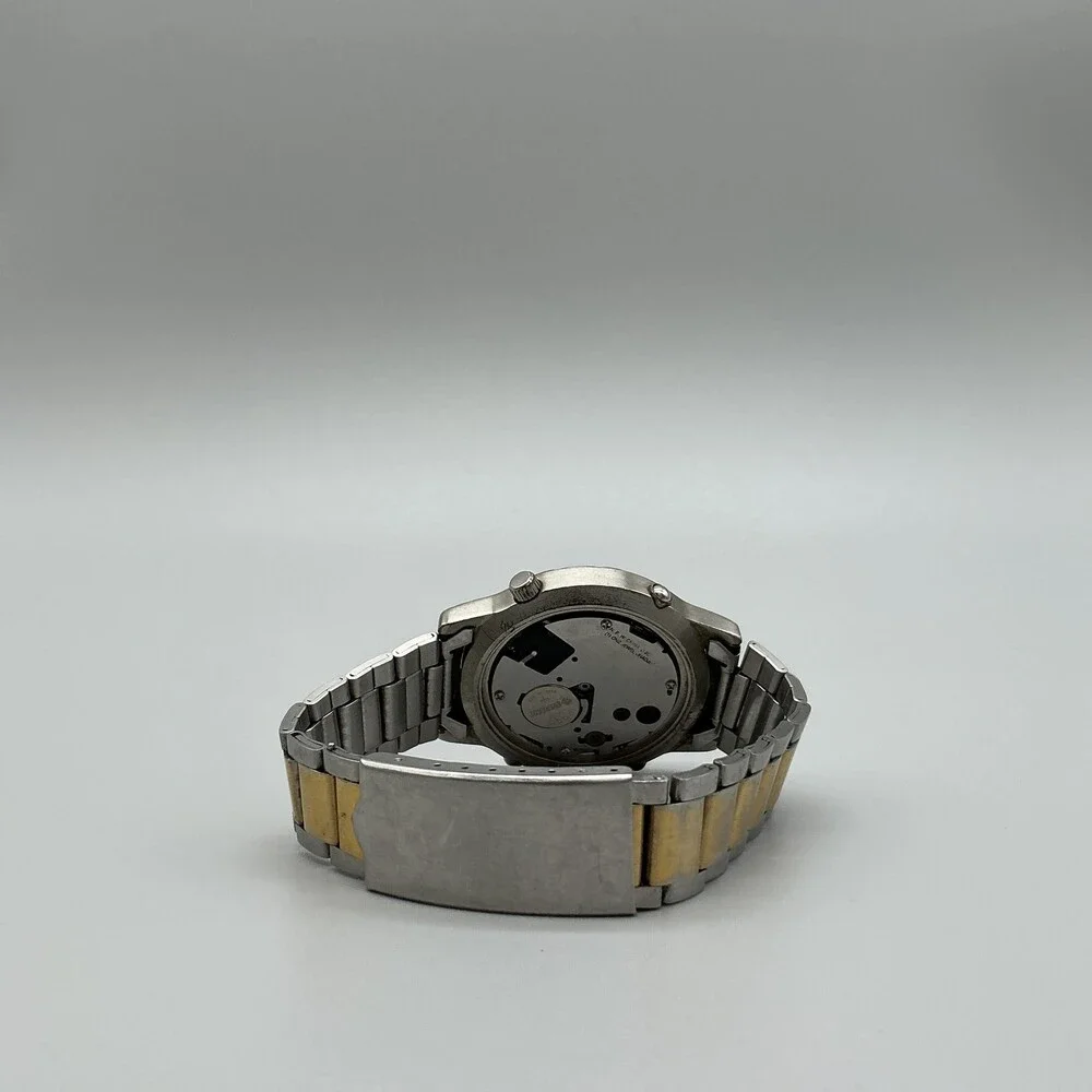 Elgin Mens Watch 40mm Black Gold Dial Chronograph NOT RUNNING FOR PARTS
